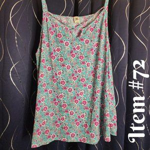 3x Sew in Love textured aqua pink floral strappy tank